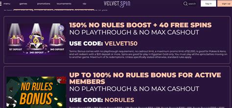 Velvet Spin No Deposit Bonus Codes .
